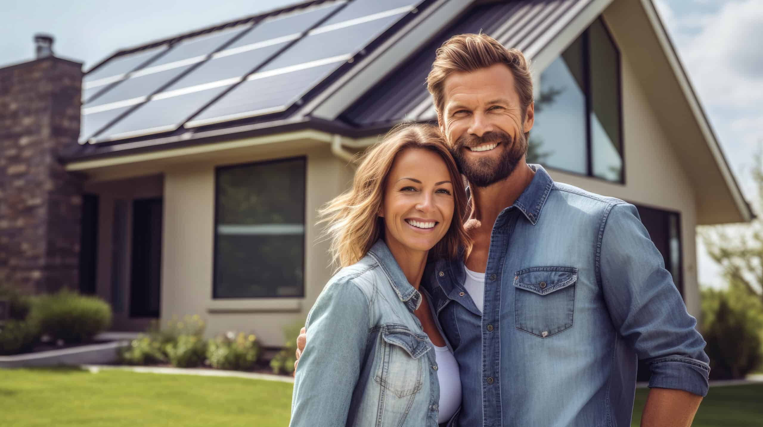 couple enjoying the benefits of solar panels